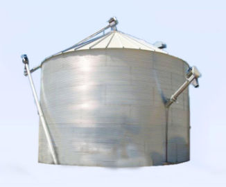 Flat Bottom Metal Grain Bin Silos With Galvanized Elevators Corn Storage